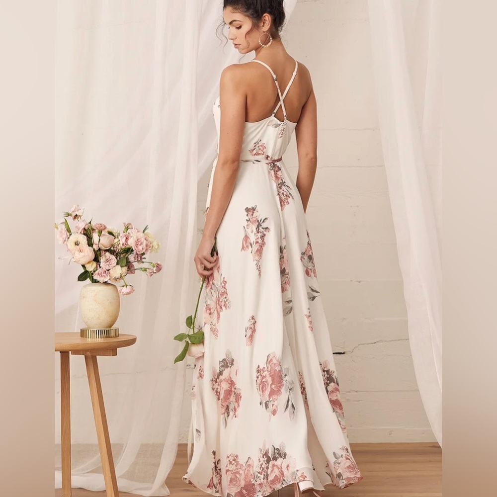 Lulu's Floral Maxi Dress in White and Pink - Picture 2 of 10